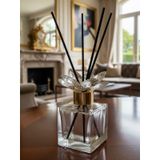Mucit Home Kristal Taşlı Ve Gold Kapaklı Şeffaf Koku Şişesi Ve Bambu Çubuğu