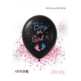Mucit Home Pembe Pul Boy Or Girl Cinsiyet Belirleme Balonu Siyah Büyük Boy 24 İnç (Kız Bebek İçin