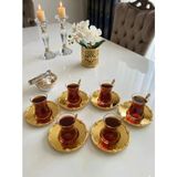 Mucit Home Vintage Serisi Elegance Gold Çay Tabağı Seti 6 Adet - Bayramlık Servis Seti