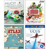 Mucit Laboratuvarı (Kendi Projelerini Yapmak İsteyenler İçin Geliştirici Örnekler) + Süper Sanat + Atlas Kıtalar Denizler + Yakından Tanıyın Uçuş / 4 Kitap Set