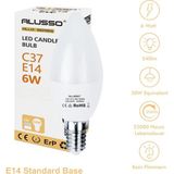 Mucize Alusso C37 E14 6W LED Mum Ampul - 50W Muadili Ince Duy Buji LED Ampul - Amber