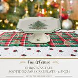 Mucize Spode Christmas Tree Footed Square Cake Plate 25CM / 10IN - Ayaklı Kare Kek ve Servis Tabağı