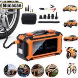 Mucosan 60000MAH 4000A Çok Fonksiyonlu Oto Akü Takviye Cihazı ve Hava Kompresörü Çantalı - Dijital Ekranlı Lastik Şişirme Pompası, Vakum ve Hava Üfleme Fanı, Minibüs ve Tüm Araçlarla Uyumlu Acil Durum Kiti