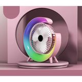 Mucosan Rgb Gece Lambası Şarj Fanı 3 Kademeli Masaüstü Sessiz Mini Elektrikli Fan Taşınabilir Fan USB - Açık Pembe