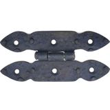 Mudanis Antika Tarz Dekoratif Pirinç Düğmeli Menteşe - 117X57 Mm, Oksit