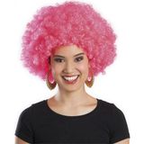 Mudanis Pembe Renk Kıvırcık Afro Bonus Peruk - Renkli