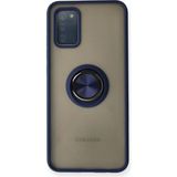 Mudanis Samsung Galaxy A02S Kılıf Montreal Yüzüklü Silikon Kapak - Lacivert