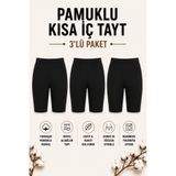 Mudcosıo Kadın Pamuklu Kısa Tayt 3'lü Paket İç Tayt Esnek Nefes Alan Günlük Kullanım