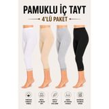 Mudcosıo Kadın Pamuklu Paça Dantelli Kadın Uzun Tayt 4'lü Paket Tesettür Tayt