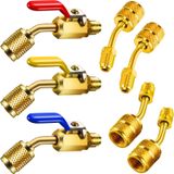 Mudder 7 Parça Klima Soğutucu Açılı Kompakt Küresel Vana 1/4 İnç R410A R134A R12 R22 AC HVAC ve R410A Adaptör 5/16 İnç Dişi 1/4 İnç Erkek Flare Mini Split System için
