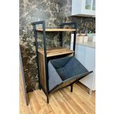Mudesa Kirli Çamaşır Sepeti Metal Ahşap Banyo Düzenleyici Kirli Sepeti Banyo Dolabı Organizer Banyo Rafı
