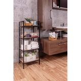 Mudesa MDSMRF0000004 Dekoratif Siyah Metal - Ahşap Banyo Rafı Havluluk Sabunluk Çok Amaçlı Dolap