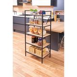 Mudesa Mutfak Banyo Dolabı Rafı Çok Amaçlı Organizer Raflar Ahşap Raflı Metal Ayakkabılık Dekoratif - Safir Meşe - 5 RAFLI GENİŞLİK: 50 CM