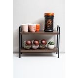 Mudesa Teak Siyah Metal Masa Tezgah Üstü Düzenleyici Organizer Banyo Mutfak Rafı Kitaplık Baharatlık