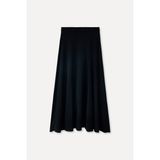 MUDO Beli Lastikli Kloş Midi Etek - Siyah
