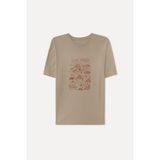 Mudo Erkek Bej Rengi Baskılı Comfort Fit T-Shirt