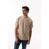 Mudo Erkek Bej Rengi Bisiklet Yaka Loose Fit Kısa Kollu T-Shirt