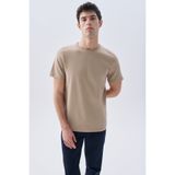Mudo Erkek Bej Rengi Bisiklet Yaka T-Shirt