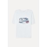 Mudo Erkek Beyaz Baskılı Bisiklet Yaka T-Shirt - XL