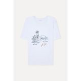 Mudo Erkek Beyaz Baskılı Comfort Fit Bisiklet Yaka T-Shirt - XL