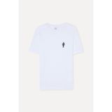 Mudo Erkek Beyaz Baskılı Oversize Bisiklet Yaka T-Shirt