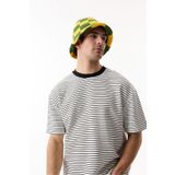 Mudo Erkek Beyaz Çizgili Bisiklet Yaka Oversize T-Shirt