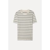 Mudo Erkek Beyaz Çizgili Comfort Fit Bisiklet Yaka T-Shirt