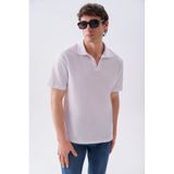 Mudo Erkek Beyaz Comfort Fit Polo Yaka T-Shirt