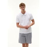 Mudo Erkek Beyaz Fermuarlı Polo Yaka T-Shirt