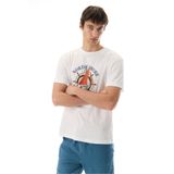 Mudo Erkek Beyaz Loose Fit Baskılı Bisiklet Yaka T-Shirt