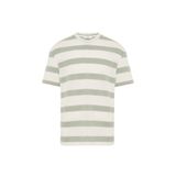 Mudo Erkek Ekru Loose Fit Çizgili Bisiklet Yaka Örme T-Shirt