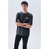 Mudo Erkek Gri Baskılı Oversize Bisiklet Yaka T-Shirt
