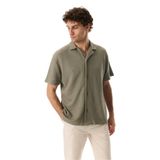 Mudo Erkek Haki Loose Fit Kısa Kollu Örme Gömlek