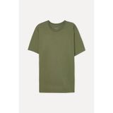 Mudo Erkek Haki Pamuklu Bisiklet Yaka T-Shirt