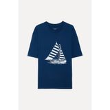 Mudo Erkek İndigo Baskılı Bisiklet Yaka T-Shirt