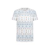 Mudo Erkek İndigo Etnik Baskılı Bisiklet Yaka T-Shirt