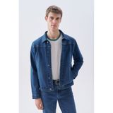 Mudo Erkek İndigo Regular Fit Dikiş Detaylı Jean Ceket