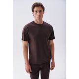 Mudo Erkek Kahverengi Comfort Fit Bisiklet Yaka T-Shirt