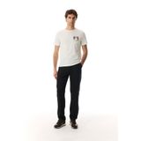 Mudo Erkek Kırık Beyaz Baskılı Bisiklet Yaka T-Shirt