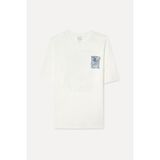Mudo Erkek Kırık Beyaz Baskılı Oversize Bisiklet Yaka T-Shirt - XL