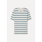 Mudo Erkek Kırık Beyaz Çizgili Comfort Fit Bisiklet Yaka T-Shirt