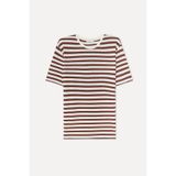 Mudo Erkek Kırık Beyaz Çizgili Loose Fit Bisiklet Yaka T-Shirt
