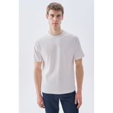 Mudo Erkek Kırık Beyaz Comfort Fit Bisiklet Yaka T-Shirt