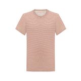 Mudo Erkek Kırmızı Keten Karışımlı Çizgili T-Shirt