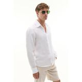 Mudo Erkek Kırmızı Slim Fit Uzun Kollu Keten Gömlek
