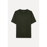 Mudo Erkek Koyu Haki Modal Karışımlı Loose Fit Bisiklet Yaka T-Shirt