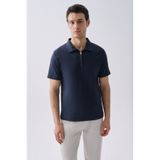 Mudo Erkek Lacivert Fermuarlı Polo Yaka T-Shirt