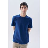 Mudo Erkek Lacivert Loose Fit Bisiklet Yaka T-Shirt