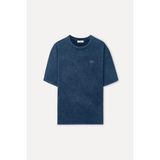 Mudo Erkek Lacivert Nakışlı Oversize Bisiklet Yaka T-Shirt