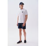 Mudo Erkek Lacivert Straight Fit Keten Karışımlı Şort